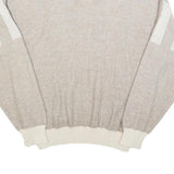 MONTE CARLO Mens Beige & Cream Patterned Jumper V-Neck Basic Knit L Cotton Blend
