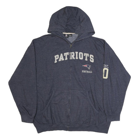 NFL Mens Blue Patriots Full Zip Hoodie 3XL Football Zip Up Hooded Sweatshirt