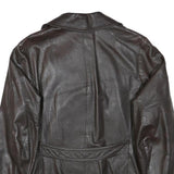 MOKIBA Womens Brown Leather Jacket L Button Closure Classic Fit Plain