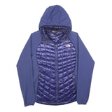 THE NORTH FACE Womens Blue Quilted Track Jacket M Polyester Hooded Zip