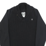 G-STAR Mens Black Patterned Pullover Cable Knit 2XL Cotton Jumper Knitwear