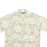PURITAN Mens Green & Cream Floral Short Sleeve Shirt L Cotton Blend Summer