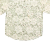 PURITAN Mens Green & Cream Floral Short Sleeve Shirt L Cotton Blend Summer