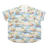 GREVES Mens Blue & Beige Hawaiian Shirt 4XL Cotton Blend Casual Summer Beachwear