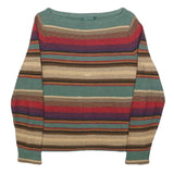 LAUREN RALPH LAUREN Womens Striped Patterned Boat Neck Knit Jumper L Cotton