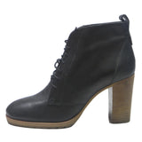 1937 Womens Lace-Up Black Leather Ankle Boots UK 6.5 Stylish Heeled Footwear