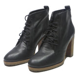 1937 Womens Lace-Up Black Leather Ankle Boots UK 6.5 Stylish Heeled Footwear