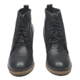 1937 Womens Lace-Up Black Leather Ankle Boots UK 6.5 Stylish Heeled Footwear