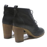 1937 Womens Lace-Up Black Leather Ankle Boots UK 6.5 Stylish Heeled Footwear