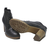1937 Womens Lace-Up Black Leather Ankle Boots UK 6.5 Stylish Heeled Footwear