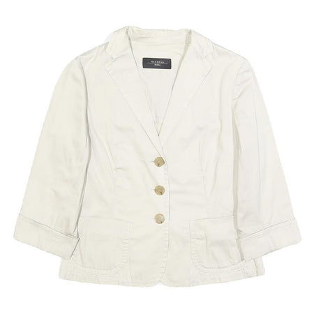 WEEKEND MAX MARA Womens White Cotton Blend Casual Jacket S Button Plain