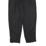 Womens Linen Regular Fit Black Trousers W32 L32 Classic Zip Closure