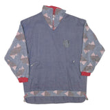 DOUBLE DUTY Mens Blue Pullover M Cotton Blend Quarter Zip Sweatshirt Zipper