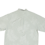 JAMAICA JAXX Mens Cream & White Silk Shirt M Tropical Leaf Pattern Casual Summer