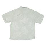 JAMAICA JAXX Mens Cream & White Silk Shirt M Tropical Leaf Pattern Casual Summer