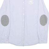TOMMY HILFIGER Womens Blue Shirt UK 12 Cotton Long Sleeve Button Shirt Grey