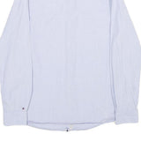 TOMMY HILFIGER Womens Blue Shirt UK 12 Cotton Long Sleeve Button Shirt Grey