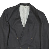 Mens Black Double Breasted Button Polyester Blend Regular Jacket Classic