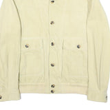 PAL ZILERI Mens Cream Suede Bomber Jacket M Woven Button Closure Classic Fit