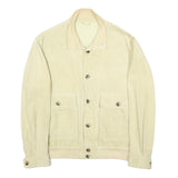 PAL ZILERI Mens Cream Suede Bomber Jacket M Woven Button Closure Classic Fit