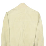 PAL ZILERI Mens Cream Suede Bomber Jacket M Woven Button Closure Classic Fit