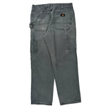 Dickies Double Knee Carpenter Trousers - 34W 32L Grey Cotton