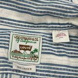 Levis Striped Short Sleeve Shirt - Large Blue Cotton
