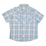 WRANGLER Mens Blue & White Check Shirt L Western Style Short Sleeve Casual