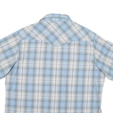 WRANGLER Mens Blue & White Check Shirt L Western Style Short Sleeve Casual