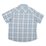 WRANGLER Mens Blue & White Check Shirt L Western Style Short Sleeve Casual