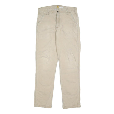 CARHARTT Mens Relaxed Fit Beige Cotton Blend Trousers W34 L34 Workwear Utility