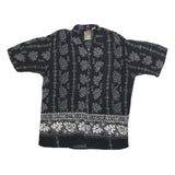PINEAPPLE CONNECTIONS Mens Black & Grey Hawaiian Shirt XL Cotton Blend Casual