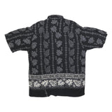 PINEAPPLE CONNECTIONS Mens Black & Grey Hawaiian Shirt XL Cotton Blend Casual