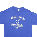 DELTA Mens Blue Colts Super Bowl XLI Champions Graphic T-Shirt L Crew Neck Short