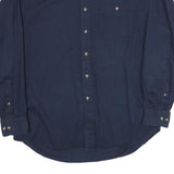 CAMBRIDGE Mens Navy Plain Cotton Shirt L Button-Down Collar Long Sleeve Pocket
