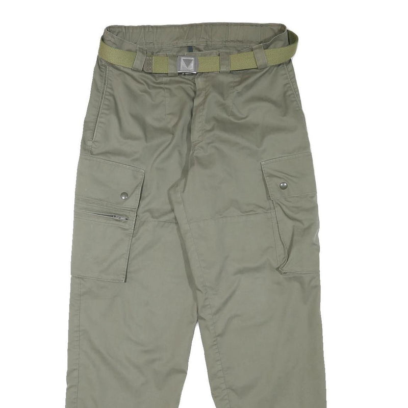 Mens Cotton Blend Relaxed Cargo Trousers W32 L31 Olive Green Zip Closure