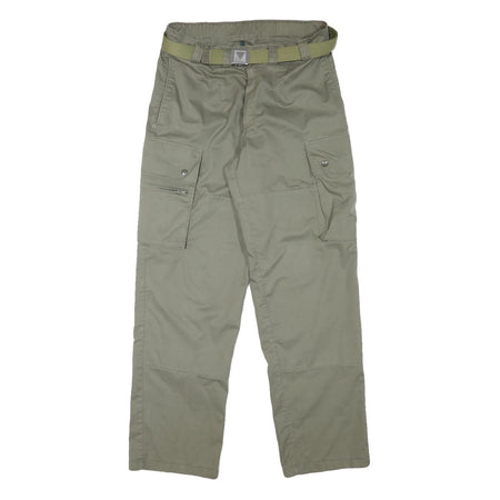 Mens Cotton Blend Relaxed Cargo Trousers W32 L31 Olive Green Zip Closure