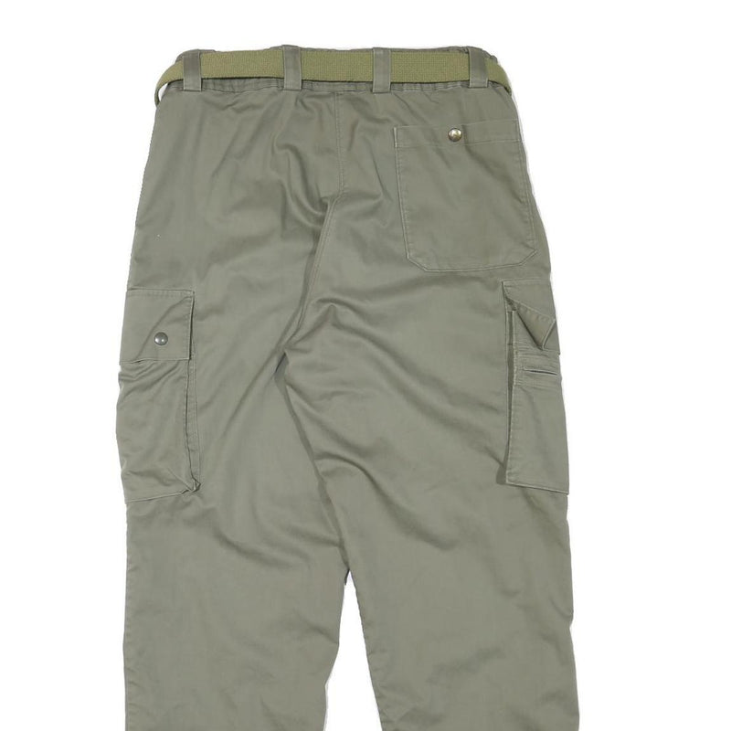 Mens Cotton Blend Relaxed Cargo Trousers W32 L31 Olive Green Zip Closure