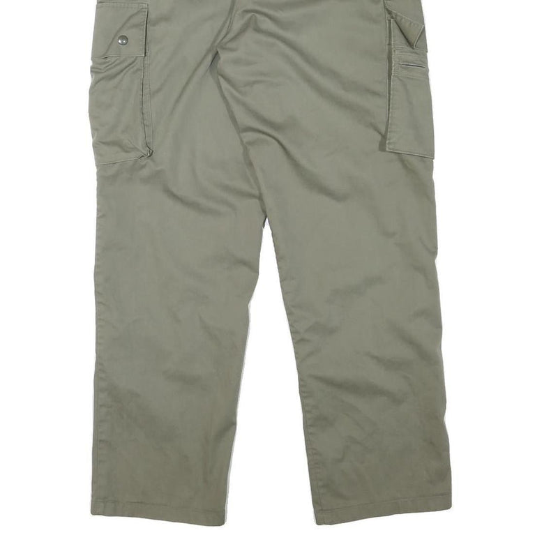 Mens Cotton Blend Relaxed Cargo Trousers W32 L31 Olive Green Zip Closure