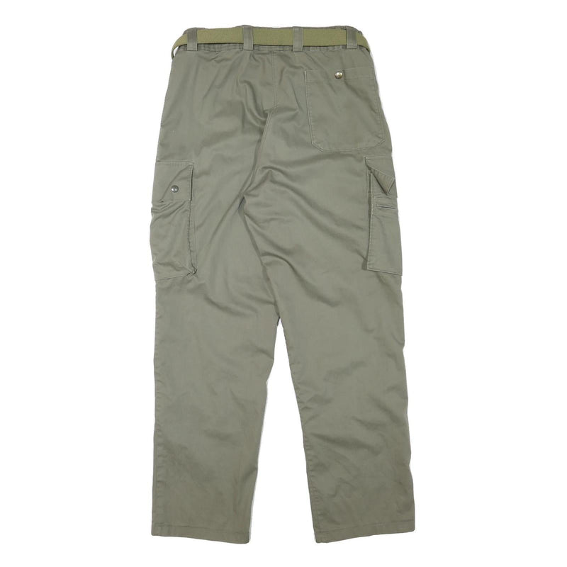 Mens Cotton Blend Relaxed Cargo Trousers W32 L31 Olive Green Zip Closure