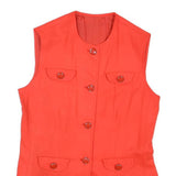 Womens Red Sleeveless Button Jacket M Polyester Blend Plain Elegant Stylish