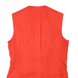 Womens Red Sleeveless Button Jacket M Polyester Blend Plain Elegant Stylish