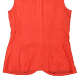 Womens Red Sleeveless Button Jacket M Polyester Blend Plain Elegant Stylish