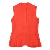 Womens Red Sleeveless Button Jacket M Polyester Blend Plain Elegant Stylish