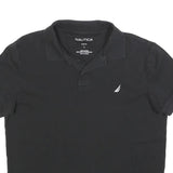 NAUTICA Womens Black Polo Shirt Short Sleeve Plain L Cotton Blend Classic Fit
