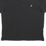 NAUTICA Womens Black Polo Shirt Short Sleeve Plain L Cotton Blend Classic Fit
