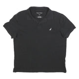 NAUTICA Womens Black Polo Shirt Short Sleeve Plain L Cotton Blend Classic Fit