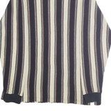 IVY CREW Mens Navy & Cream Striped Long Sleeve Polo Shirt L Cotton Casual