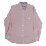 CHAPS Mens Red & White Check Shirt M Button Down Collar Long Sleeve Cotton