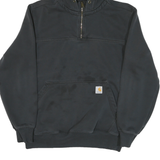 CARHARTT Mens Black ¼ Zip Hooded Sweatshirt M Cotton Blend Workwear